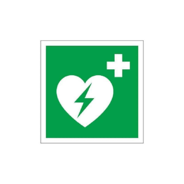 Defibrillator Symbol, Folie, selbstklebend, langnachleuchtend, 150 x 150 mm (M)