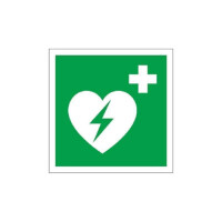 Defibrillator Symbol, Folie, selbstklebend, langnachleuchtend, 200 x 200 mm (L)