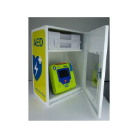 Defi/AED Wandschrank - Metall - WallCase 20 mit AED Beschriftung -  Erste Hilfe Koffer verlastbar - Zubehör nicht enthalten! (Maße: 560 mm Höhe x 400 mm Breite x 265 mm Tiefe)